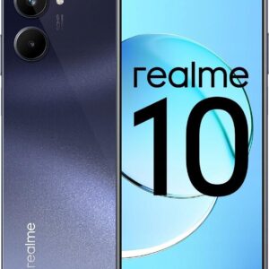 Smartfon Realme 10 w kolorze czarnym z pamięcią 8GB RAM i 128GB ROM.