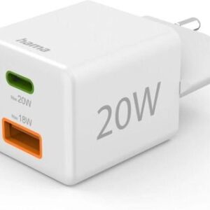 Hama ładowarka sieciowa Mini, PD QC, 1xUSB-C, 1xUSB-A 20W biała (201991)