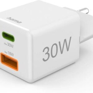 Hama ładowarka sieciowa Mini, PD QC, 1xUSB-C, 1xUSB-A 30W biała (201992)