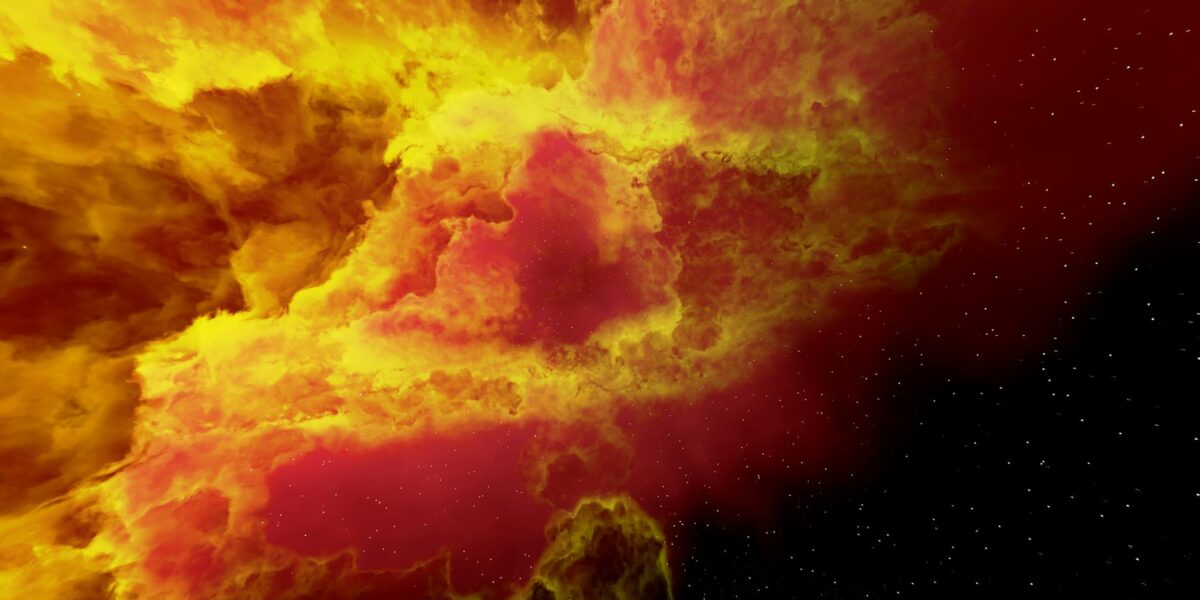 Stunning image of a colorful space nebula with stars in the background.