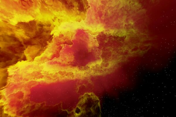 Stunning image of a colorful space nebula with stars in the background.
