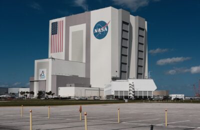 The iconic Vehicle Assembly Building at NASA's Kennedy Space Center, Florida.