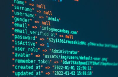 Vibrant close-up of code displayed on a monitor with various programming details.