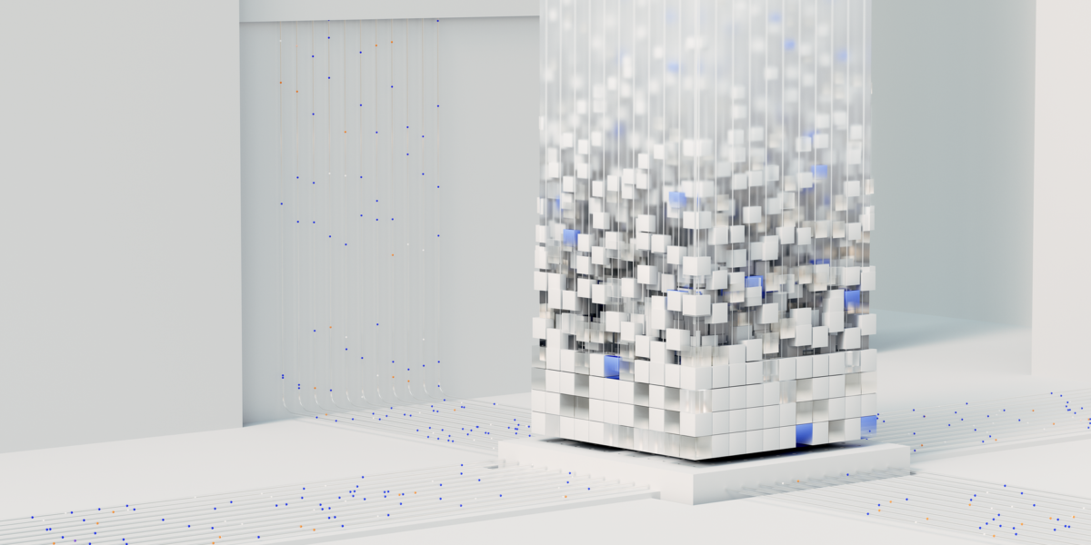 Abstract 3D render visualizing artificial intelligence and neural networks in digital form.
