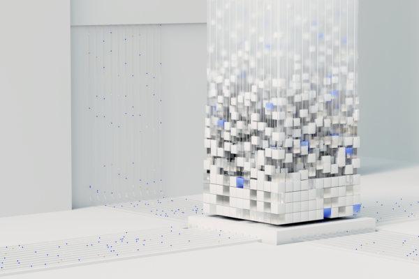 Abstract 3D render visualizing artificial intelligence and neural networks in digital form.