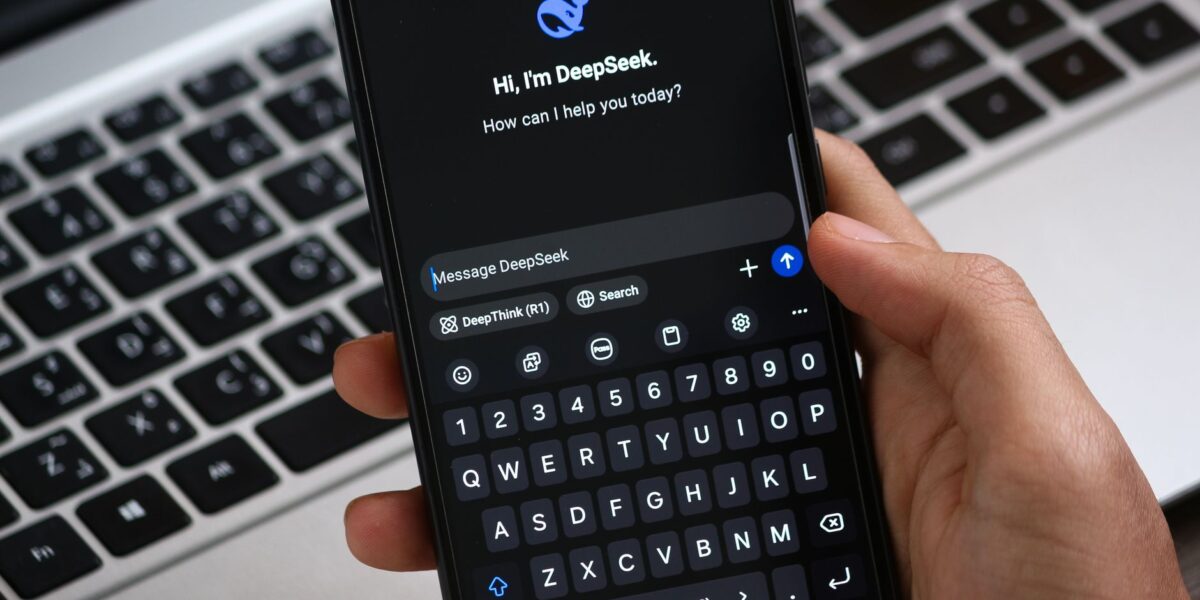 Close-up of a smartphone displaying an AI chat interface, ready for interaction.