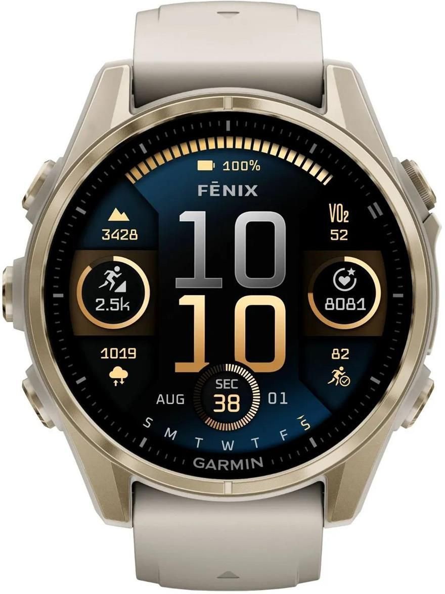 Garmin Fenix 8 43mm Złoty z piaskowo-beżowym paskiem